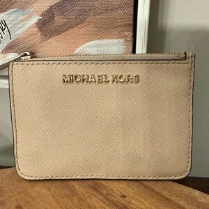 Michael Kors Beige Card Holder Wallet with Credit Card Slots for Women